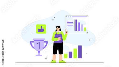 Flat illustration of employee motivation and rewards Flat Vector Illustration