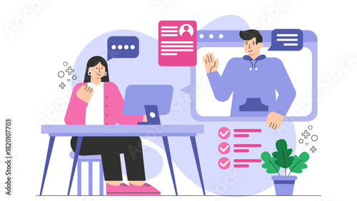 Flat vector of business interview process Flat Vector Illustration