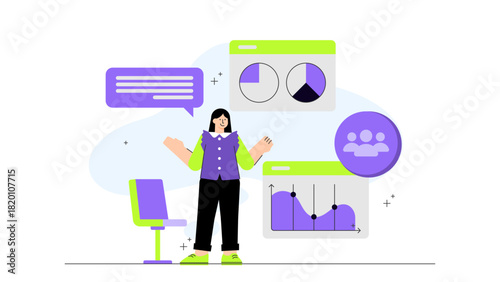Flat vector of HR analytics dashboard Flat Vector Illustration