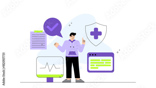 Flat illustration of workplace mental health support Flat Vector Illustration