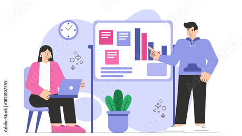 Flat illustration of career coaching session Flat Vector Illustration