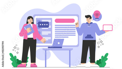 Business team having conflict resolution meeting Flat Vector Illustration