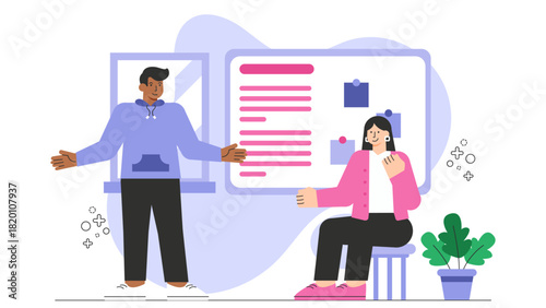 Flat illustration of HR diversity training Flat Vector Illustration
