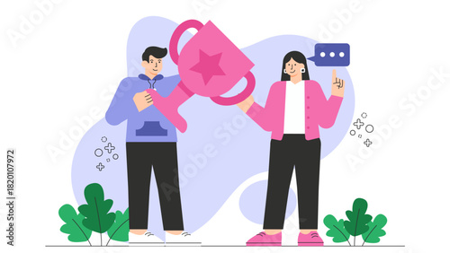 Flat design of employee recognition award Flat Vector Illustration