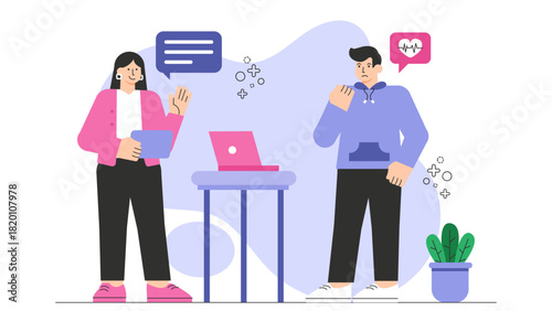 Flat illustration of workplace mental health support Flat Vector Illustration