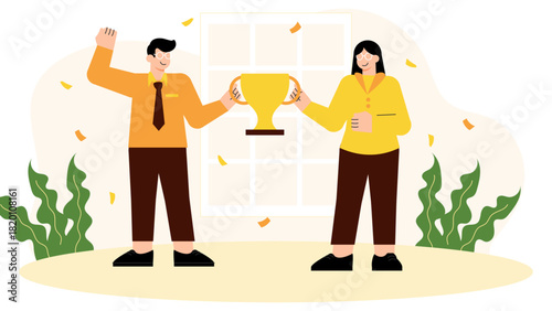 Flat illustration of employee motivation and rewards Flat Vector Illustration