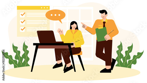 Employee assistance program support illustration Flat Vector Illustration