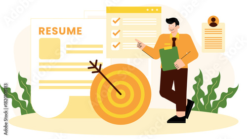 Flat vector of HR recruitment strategy planning Flat Vector Illustration