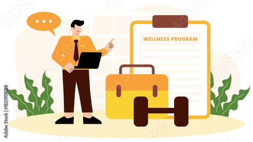 Flat design of corporate wellness program Flat Vector Illustration