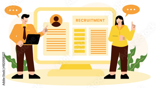 HR team using recruitment software Flat Vector Illustration