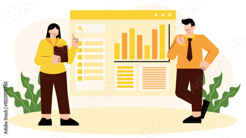Flat vector of HR analytics dashboard Flat Vector Illustration
