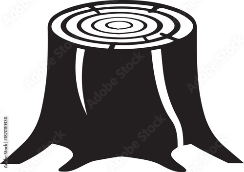 Tree Stump Silhouette Vector, Tree Stump Black Logo