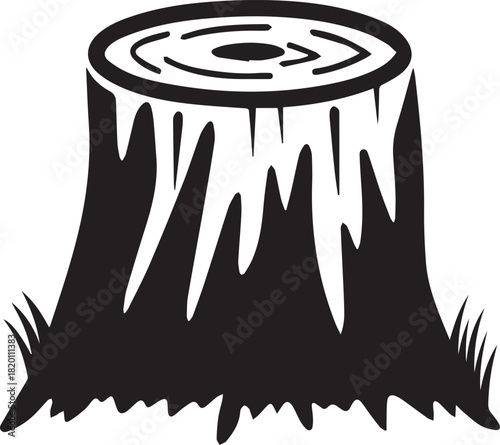 Tree Stump Silhouette Vector, Tree Stump Black Logo