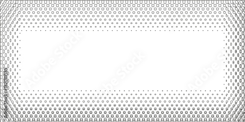Simple of frame. Design vector rectangle with dots halftone black on white background. Design print for illustration, greeting cards, wedding invitations, restaurant menu, royal certificates. modern