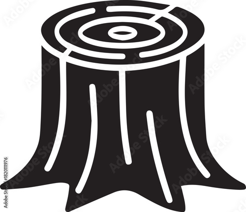 Tree Stump Silhouette Vector, Tree Stump Black Logo