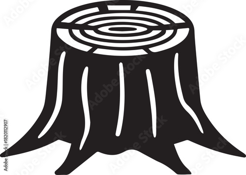 Tree Stump Silhouette Vector, Tree Stump Black Logo