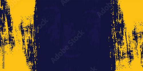 Abstract yellow-blue frame on a dark background. Sporty design in grunge style. Illustration for sports, athletics.