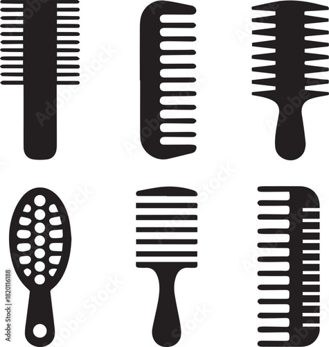 Comb Silhouette Vector Set, Comb Vector
