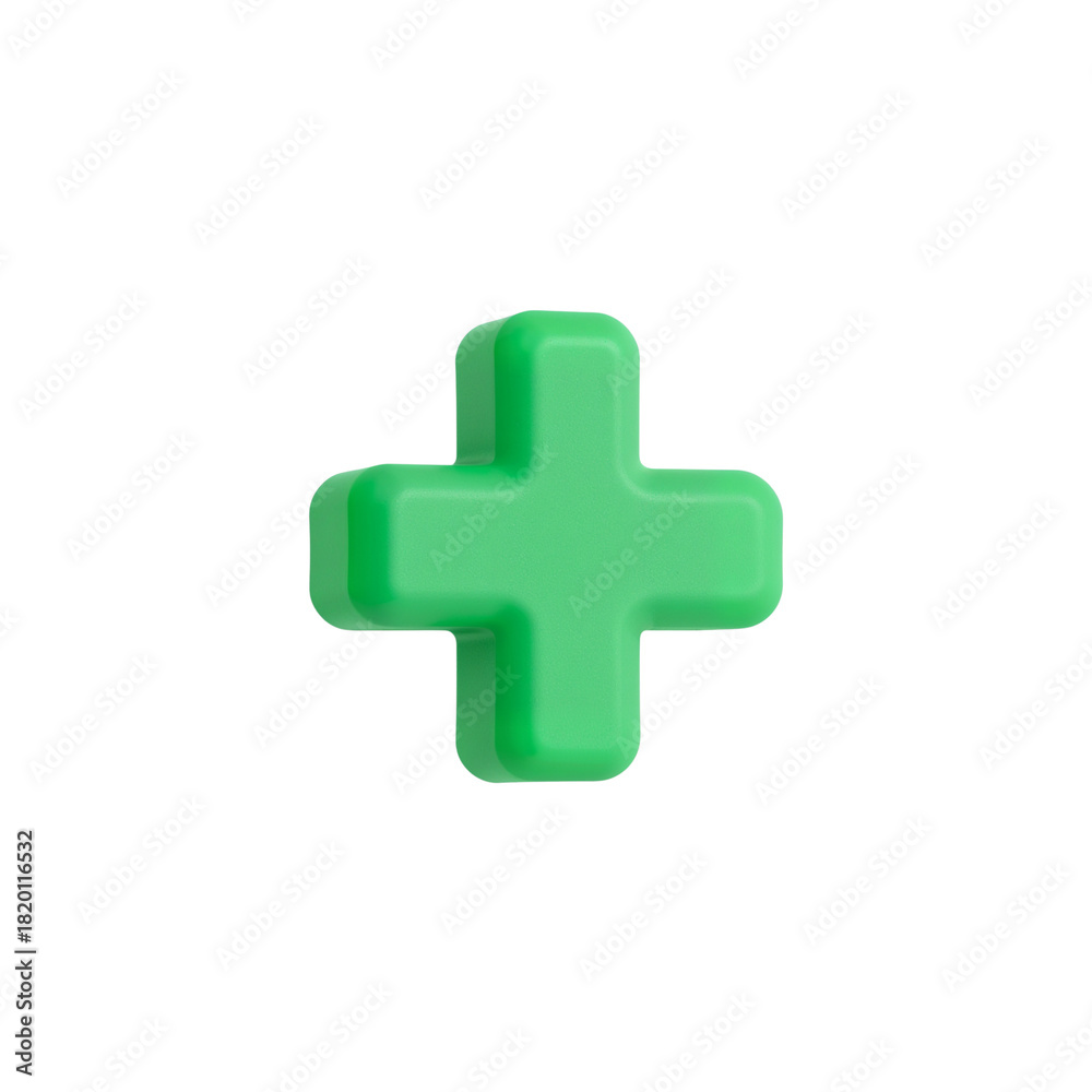 Obraz premium Radiant green plus symbol floating in digital void evokes positive energy and growth