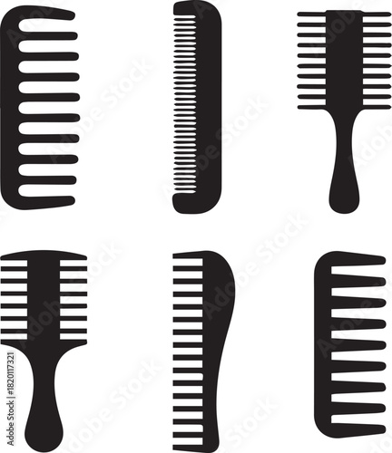 Comb Silhouette Vector Set, Comb Vector