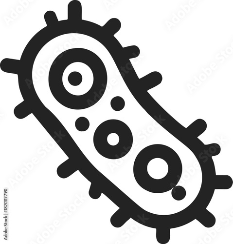 Bacteria icon sketch, hand drawn style with simple cell structure and spikes. Vector illustration
