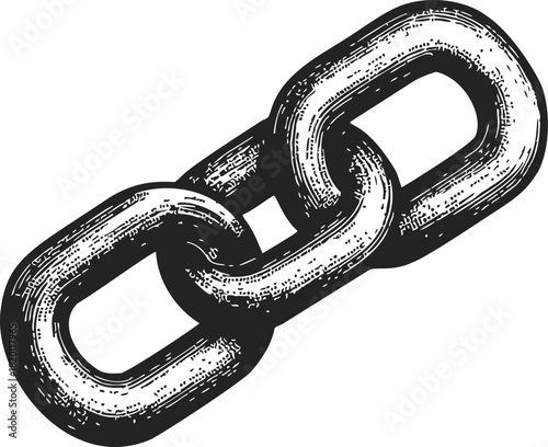 Chain link sketch, hand drawn style with textured metal detail. Vector illustration