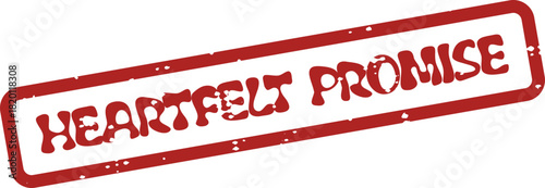 This red grungy rubber stamp impression displays the words Heartfelt Promise for commitment