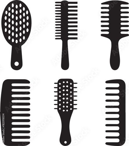 Comb Silhouette Vector Set, Comb Vector