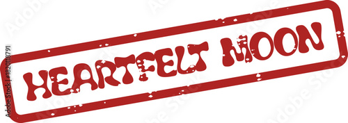 Red rubber stamp effect showcasing the celestial beauty of a heartfelt moon