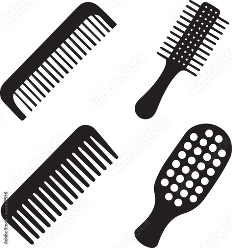 Comb Silhouette Vector Set, Comb Vector