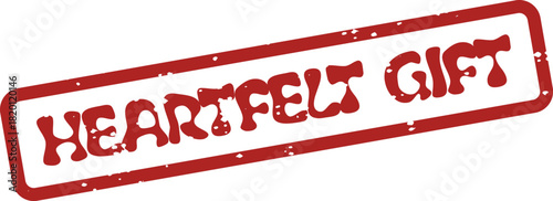Red Heartfelt Gift rubber stamp impression signifying thoughtful giving and special presents