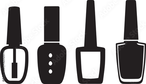 Nail Polish Bottle Silhouette Vector Set, Nail Polish Bottle Icon Bundle