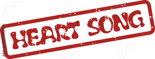 A vintage style red rubber stamp features the encouraging words HEART SONG for creative use