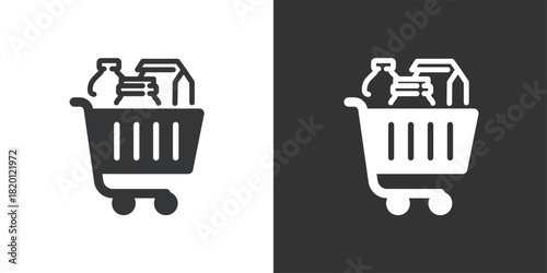 Grocery Shopping icon. Solid glyph series icon