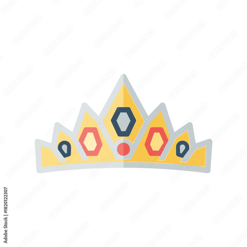 Obraz premium A golden crown with colorful gemstones and a pointed design.