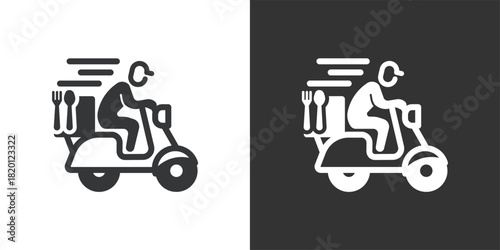 templateFast Food Courier icon. Solid glyph series icon