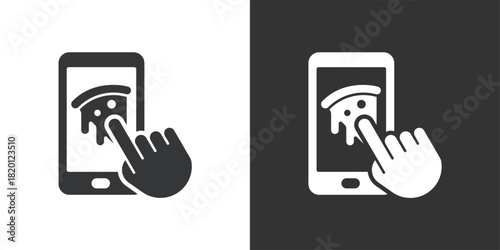 Order Pizza Online icon. Solid glyph series icon