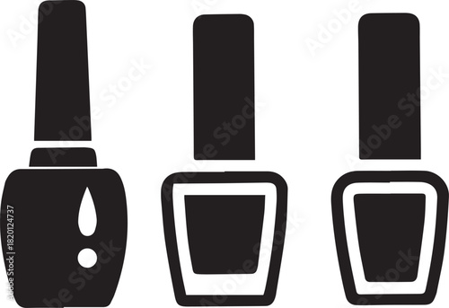 Nail Polish Bottle Silhouette Vector Set, Nail Polish Bottle Icon Bundle