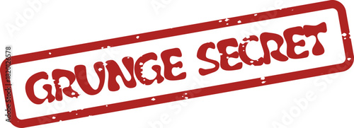 Vintage red rubber stamp impression clearly showing the meaningful phrase Grunge Secret