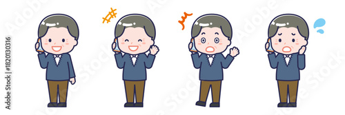 スマートフォンを使う「私服のシニア」の男性