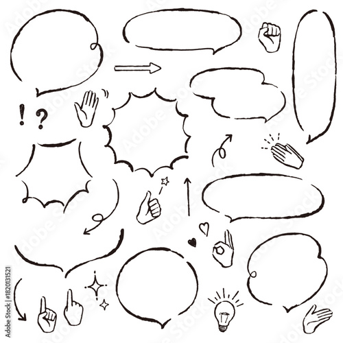 手書きペンタッチのふきだしセット