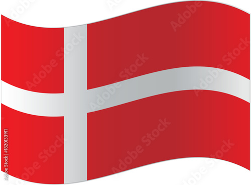 Waving Denmark flag a simple vector illustration of the Danish national symbol isolated on a white background