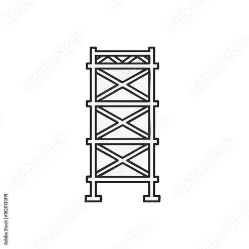 A black and white line art illustration of a scaffolding structure, perfect for construction, building, or architectural projects.