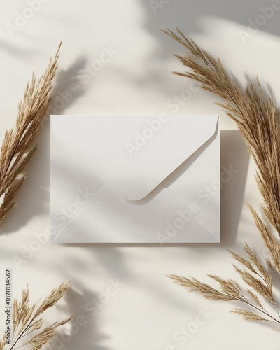 Minimalist Greeting Card and Envelope Mockup with Natural Shadows