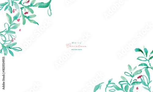 水彩画。水彩タッチのクリスマス植物背景フレーム。ヒイラギのクリスマスフレーム。ベクター化された水彩画。
Watercolor painting. Watercolor Christmas plant background frame. Christmas holly frame. Vectorized watercolor painting