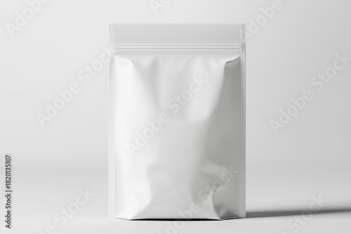 White blank stand up pouch mockup with zipper on a clean white background