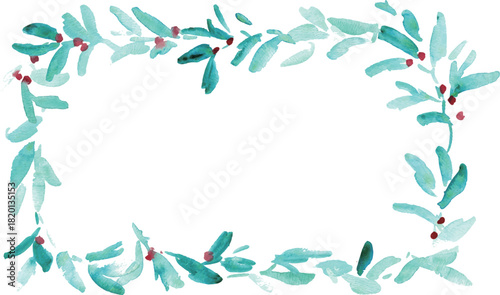 水彩画。水彩タッチのクリスマス植物背景フレーム。ヒイラギのクリスマスフレーム。ベクター化された水彩画。
Watercolor painting. Watercolor Christmas plant background frame. Christmas holly frame. Vectorized watercolor painting
