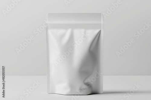 Blank White Stand-Up Pouch Mockup on Clean Background