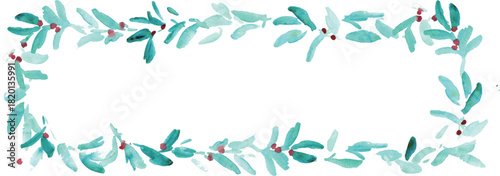 水彩画。水彩タッチのクリスマス植物背景フレーム。ヒイラギのクリスマスフレーム。ベクター化された水彩画。
Watercolor painting. Watercolor Christmas plant background frame. Christmas holly frame. Vectorized watercolor painting