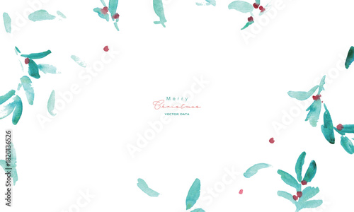 水彩画。水彩タッチのクリスマス植物背景フレーム。ヒイラギのクリスマスフレーム。ベクター化された水彩画。
Watercolor painting. Watercolor Christmas plant background frame. Christmas holly frame. Vectorized watercolor painting